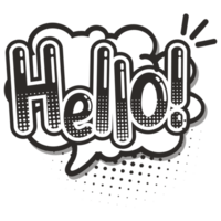 Hello Blast Explosion Retro Outline 2D Illustration png