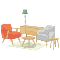 meubilair en huis decor kleur 2d illustratie png