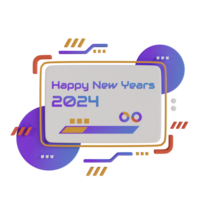 Digital New Years 2024 3D Illustration png