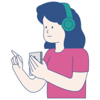 Listening to Podcast  Color 2D Illustration png