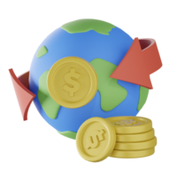 Global Currency Accounting Finance 3D Illustration png