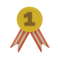 Gold Medal Achievement Badges 3D Illustration png