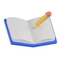 Book and Pencil Course Education 3D Illustration png