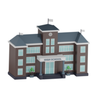 School Building 11 Left Angle 3D Illustration png