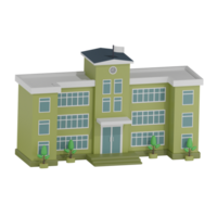 School Building 9 Left Angle 3D Illustration png