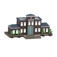 School Building 14 Left Angle 3D Illustration png