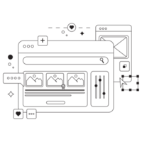 element gereedschap digitaal gereedschap doos schets 2d illustratie png