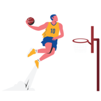 Dunk in basketball Sport People Color 2D Illustration png