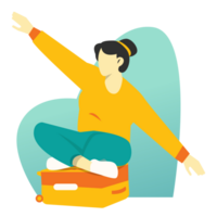 Travel sitting on a suitcase Vector Illustration png