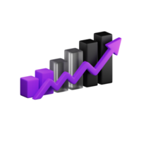 3D Bar Chart Infographic Purple Black png