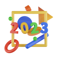 3D Render New Years 2023 Object Illustration png