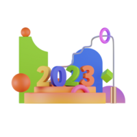 3D Render New Years 2023 Object Illustration png