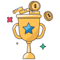 Trophy and Money Educational Sticker Color 2D Illustration png