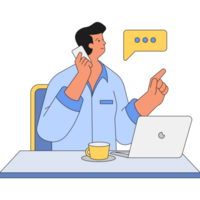 Telephone People Communication Color 2D Illustration png