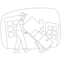 Transport Goods Package Delivery 2D Outline Illustrations png