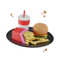 Fast Food Plate  3D Illustrations png