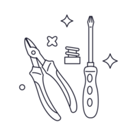Pliers and Screws Toolkit 2D Outline Illustrations png