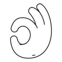 Ok Hand Gesture Outline 2D Illustrations png