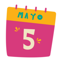 calendário cinco de maionese cor 2d ilustrações png