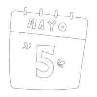 calendário cinco de maionese esboço 2d ilustrações png