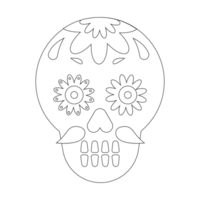 Yellow Skull Cinco De Mayo Outline 2D Illustrations png