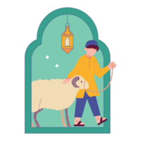 Sacrificial Goat Eid Adha Color 2D Illustrations png