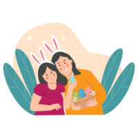 Mom and Kid Easter Color 2D Illustrations png