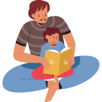 Reading Book Fathers Day Color 2D Illustrations png