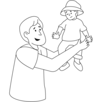 Lift the Baby Fathers Day Outline 2D Illustrations png