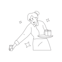 Waitress Labour Day Outline 2D Illustrations png