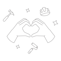 Love Worker Labour Day Outline 2D Illustrations png