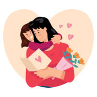 Mother and Child Embracing Mothers Day Color 2D Illustrations png