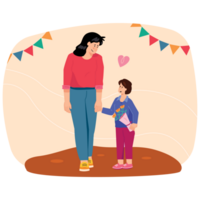 Mother and Child Walking Together Mothers Day Color 2D Illustrations png