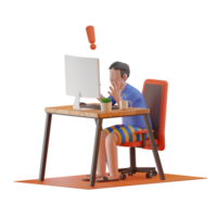 Man Have Trouble With Computer WFH 3D Illustrations png
