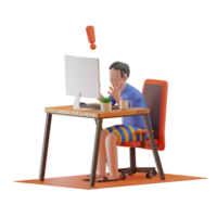 man ha problem med dator WFH 3d illustrationer png