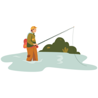 Fishing Nature Outdoor Color 2D Illustrations png