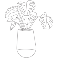 Monstera Plant Outline 2D Illustrations png