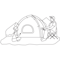 Camping Outdoor Adventure Outline 2D Illustrations png