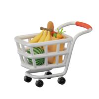 trolly matvaror handla matvaror 3d illustrationer png