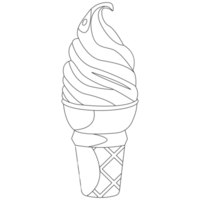 Strawberry Flury Ice Cream 2D Outline Illustrations png