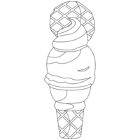 waffle cobertura gelo creme 2d esboço ilustrações png