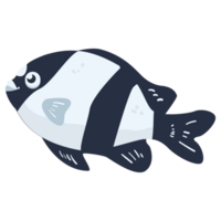 Blackwhite Fish 2D Color Illustration png