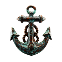 anchor png ,antique iron anchor isolated on transparent background ,generative ai