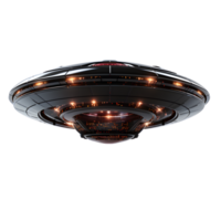 UFO estrangeiro isolado em transparente fundo ,futurista UFO nave espacial png , generativo ai