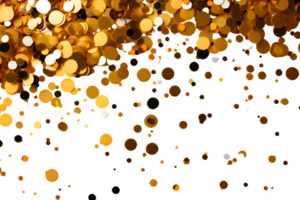 golden sprinkle rain isolated on transparent background ,generative ai png