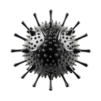 black virus illustration isolated on transparent background ,atomic micro organism png ,generative ai
