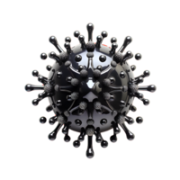 black virus illustration isolated on transparent background ,atomic micro organism png ,generative ai