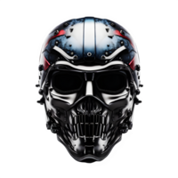 iron skull helmet isolated on transparent background ,futuristic robot helmet ,generative ai png