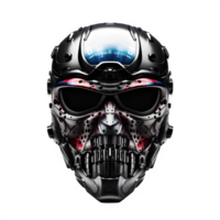 iron skull helmet isolated on transparent background ,futuristic robot helmet ,generative ai png