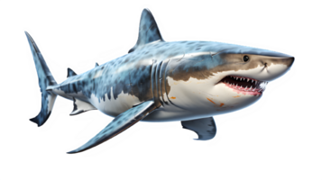 shark isolated on transparent background ,side view ,generative ai png